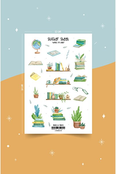 MuslimWalk Books In Blue Mavi Kitaplar Sticker Etiket Seti #73