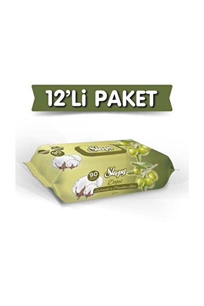 Sleepy Sleepy Doğal Zeytinyağlı Islak Havlu 90 Yaprak X 12 Adet