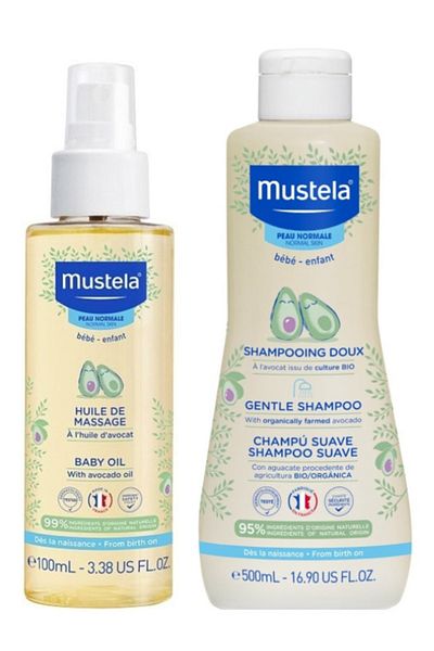 Mustela Gentle Baby Care Massage Oil - 100ml Non-Burning 500ml Baby Shampoo
