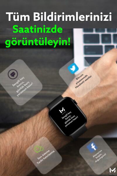 MATEO Pro Max Akıllı Saat Ios Android Destekli Arama Yeni Nesil Büyük Renkli Ekran En Yeni Versiyon
