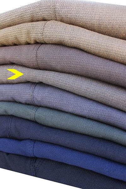 Varetta Erkek Koyu Hardal Klasik Kesim Armürlü Likralı Keten Pantolon