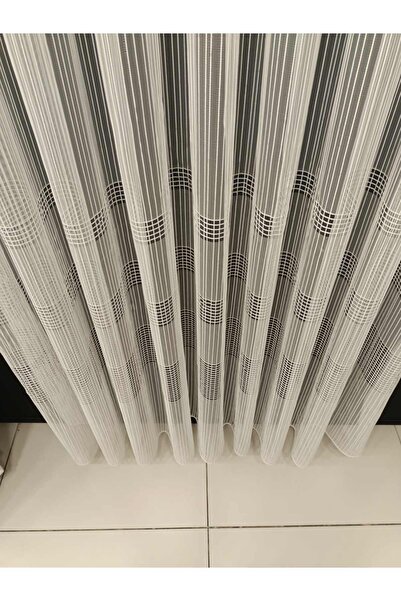 Epay Taraklı Perde Çizgili Ekru Kaliteli Tül Düz Tül (1,2) Seyrek Pile