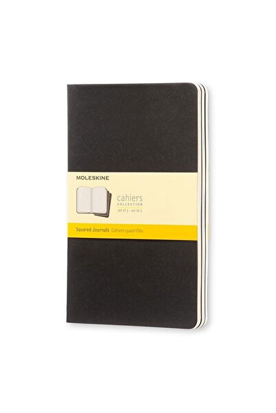 Moleskine Caiet de buzunar, copertă moale neagră, carouri, 3 bucăți, 64 de pa...