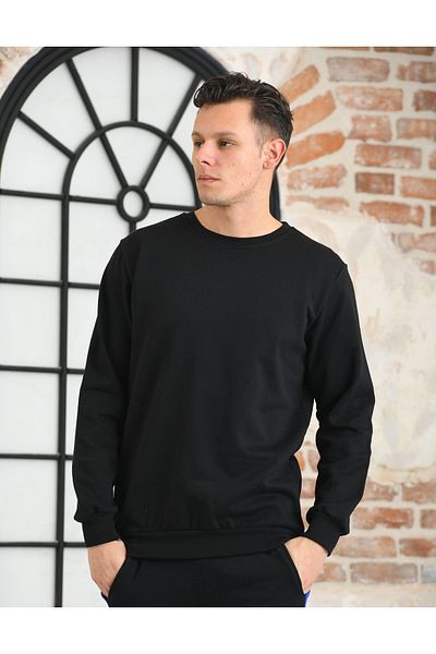 NewCabin Crew Neck Unprinted Black Color Sweatshirt