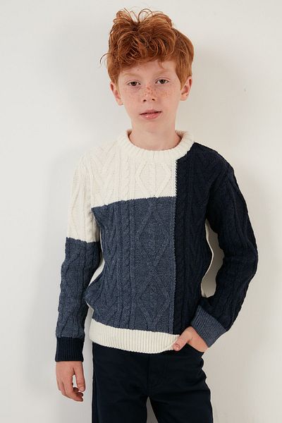 Lela Color Blocked Crew Neck Braided Sweatshirt Boy's Sweatshirt 633mj309