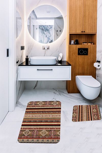 on the clouds Bathroom Carpet Double Toilet Set Non-Slip Base Bath Mat Set (60x100 + 40x60)
