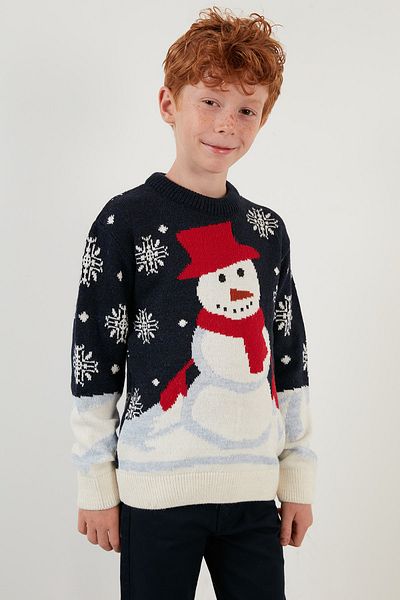 Lela New Year's Themed Boy's Sweater - Crew Neck 633mj335