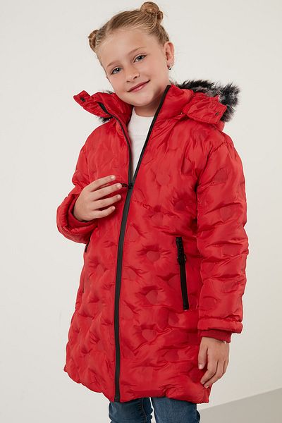 Lela Girls' Winter Long Coat - Faux Fur Collar, Detachable Hood, Plush Lined 576000