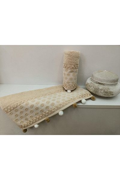 Kardelen 100% βαμβακερή μαλακή πετσέτα - Pompom Dowry Hand Face