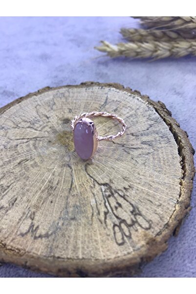 NSA SILVER Pembe Kuvars Taşlı Gümüş Yüzük 925 Ayar