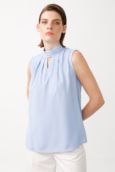 Moda İlgi Modailgi Guler Tank Top cu Accesorii Albastru