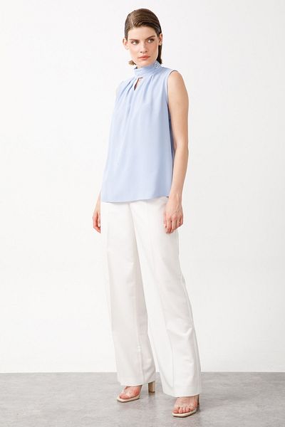 Moda İlgi Modailgi Guler Tank Top cu Accesorii Albastru
