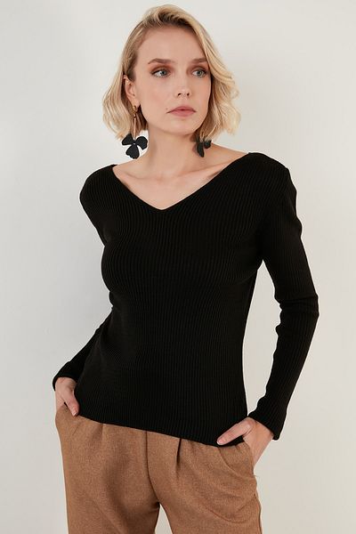 Lela Pulover cu decolteu în V din acril moale Pulover pentru femei 6329062