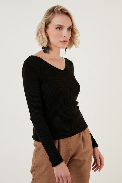 Lela Pulover cu decolteu în V din acril moale Pulover pentru femei 6329062