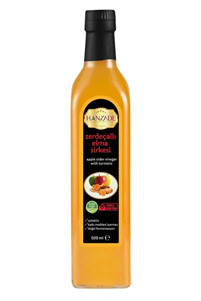 Hanzade Bitkisel Zerdeçallı Elma Sirkesi 500 ml Doğal Fermante Apple Cider Vi...