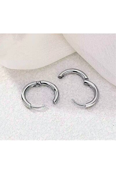 TÜKKAN ACCESSORİES Gri Cerrahi Çelik Kararmaz Spor 14 Mm Halka Küpe