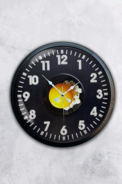 AİB STORE هدية ساعة حائط بيضة معدنية سوداء مقاس 40 سم