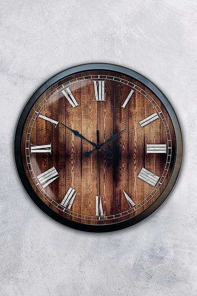 Kasva Concept Gift 40 cm Black Metal Wood Wall Clock