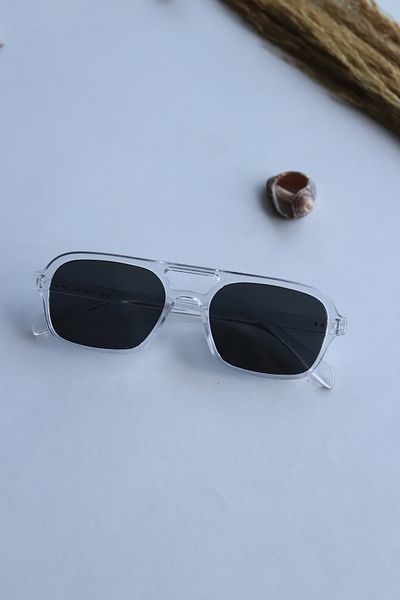 LOOKUP Sunglasses Unisex New Fashion Transparent Frame Black Glass Uv400 Protected Vintage Retro