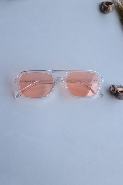LOOKUP Sunglasses Unisex New Fashion Transparent Frame Pink Glass Uv400 Protected Vintage Retro