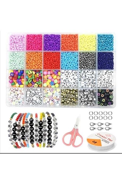yiğit aksesuar Giant Letter And Sand Bead Jewelry Supplies Set Special Sets for Children