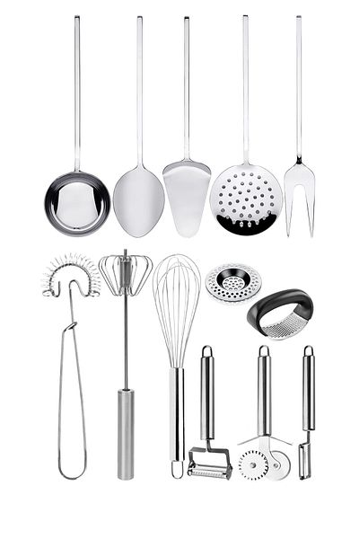Selenica 13 Pieces For Kitchen Preparation; Beater, Spoon, Ladle, Spatula, Fork, Peeler, Cooking, Presentation Set