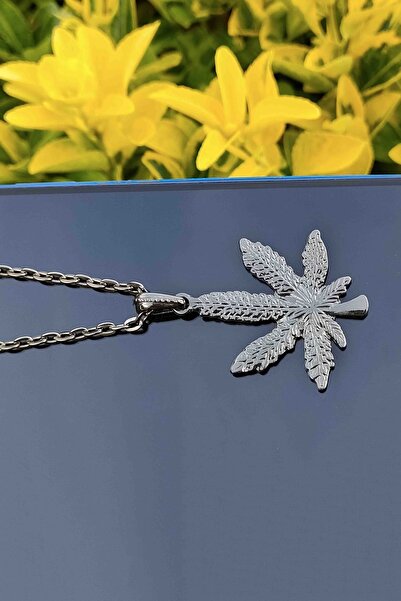 TREND COLLECTİON Siyah Füme Kenevir Yaprağı Model Erkek Kolye