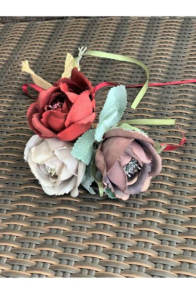 Lucky Art Ar-102-bur-gy 2 Pieces Opened Rose Bunch Claret Red