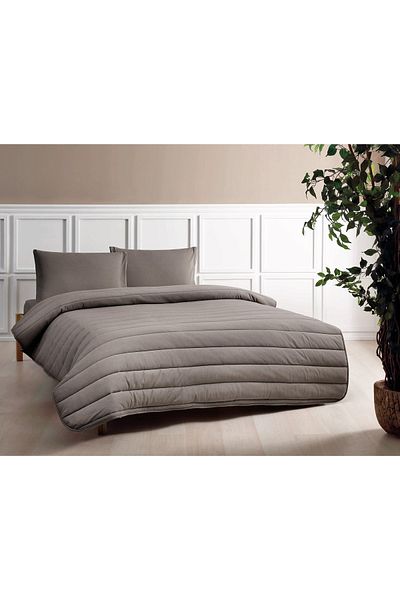 Taç Natura Jersey Quilt Set - Double Stone