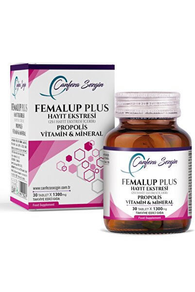 Canfeza Sezgin FEMALUP PLUS 30 Tablet – Hayıt Ekstresi(Vitex Agnus Castus), Turunç Ekstresi, Propolis, Multivitamin, Multimineral, KoenzimQ10, İnozitol, Kolin Kompleksi