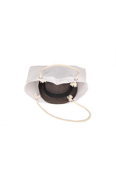 LİSAHAN Unisex White Mesh Shopping Beach Bag