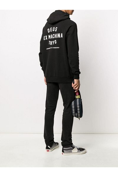 Deus Ex Machina Φούτερ Tokyo Oversize Hooded Winter Kangaroo Pocket Βαμβακερό μαύρο χρώμα