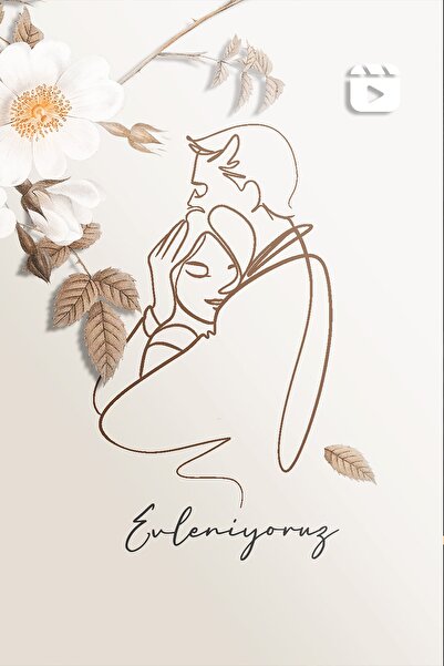 ikisibir Line Art Hug Love, Dijital Video Düğün Davetiyesi