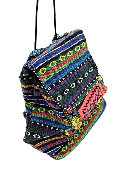 Dünyadan Hediyeler Indian Wool Woven Colorful Cover Backpack Bohemian 36cm