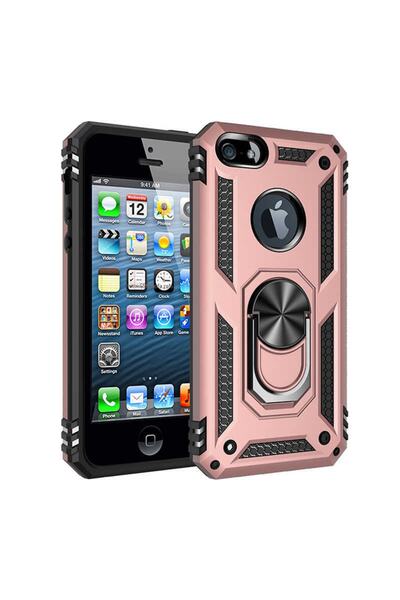 kılıffuarı Iphone 5/5s/se Kılıf Zırhlı Mıknatıslı Standlı Tank Kapak Rosegold...