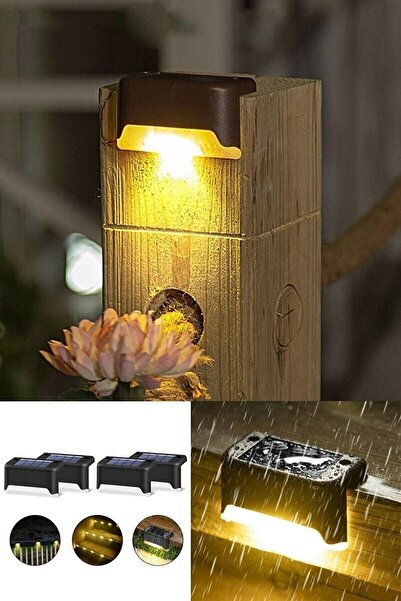 AYACO Solar Güneş Enerjili Köşebent Merdiven Veranda Bahçe Led Lamba 4 Lü Set...