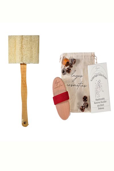 Layes Handle Back Scrub Natural Pumpkin Fiber Scrub Wooden Handle Body Scrub And Bristle Brush