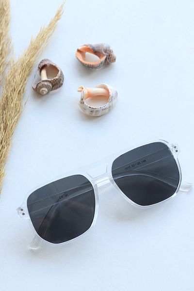 LOOKUP Sunglasses Unisex New Fashion Transparent Frame Black Glass Uv400 Protected Vintage Retro
