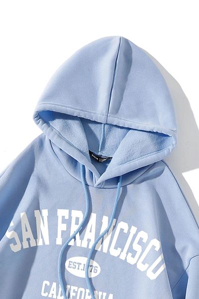 MODAGEN Hanorac supradimensionat unisex albastru San Francisco imprimat