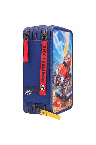 Top Model Monster Cars Three-Layer Filled Pencil Box Monster Truck