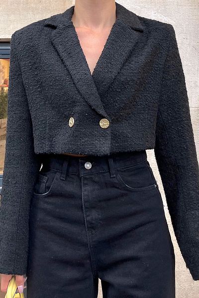 Trend Alaçatı Stili Blazer - Schwarz - Regular Fit