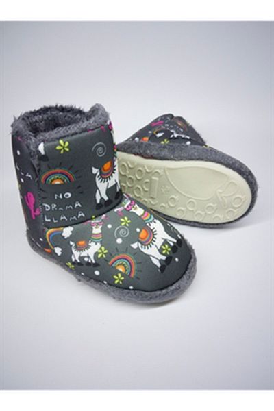 Settimo Gray Cute Lama Printed Boys' Slippers
