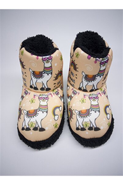 Settimo Somon Renk Sevimli Lama Baskılı Panduf