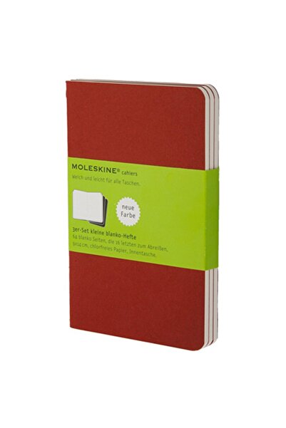 Moleskine Cahier Pocket Plain Notebook Red Plain 3 Συσκευασία