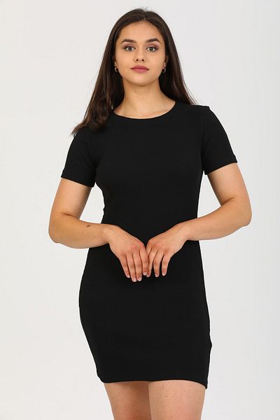 PHIL HILL Rochie mini cu mâneci scurte, cu mâneci scurte, cu gât roșu, cu camisole, neagră