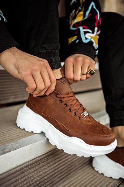 Rainon Store Brown - Men's Tan Leather High Sole Sneakers