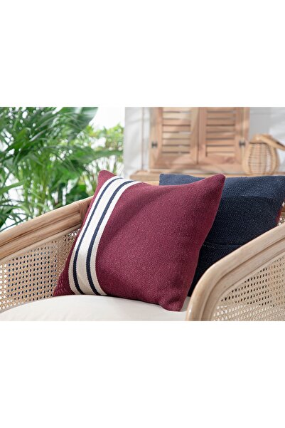 English Home Banded Dokuma Kırlent Kılıfı 45x45 Cm Bordo
