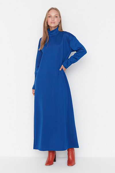 Trendyol Modest Saks Rolák Scuba Basic Pletené šaty TCTAW23EB00059