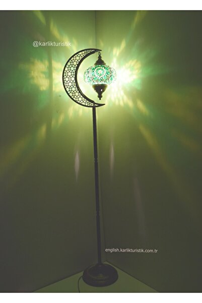 karlıkturistik Köşe Lambası,dekoratif Lambader,ev Dekoratif Aydınlatma Mozaik Lamba El Işi Hilal Model 10