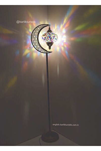 karlıkturistik Köşe Lambası,dekoratif Lambader,ev Dekoratif Aydınlatma Mozaik Lamba El Işi Hilal Model 3